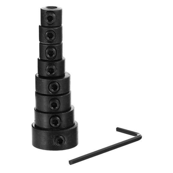 WEUVEB 8Pcs Woodworking Drill Bit Depth Stop Collar Carbon Steel Positioner Locator Black