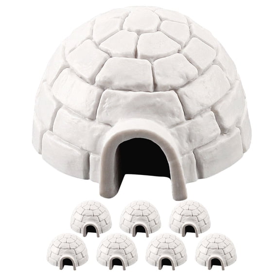 WEUVEB White Ice House Figurines, Plastic, Lifelike Models for Winter Scene Decoration, 8Pcs