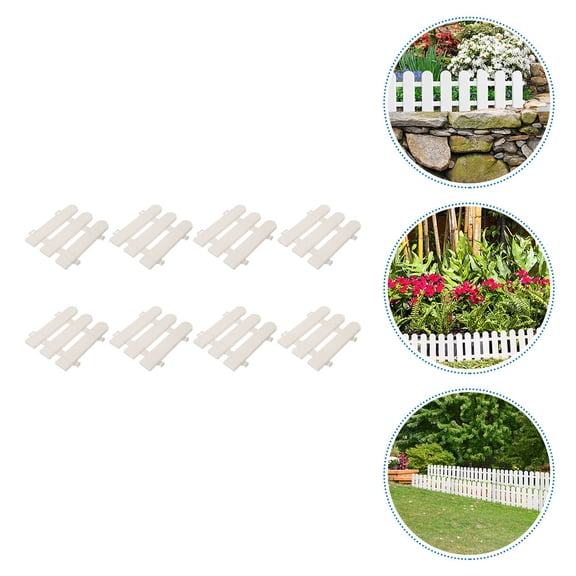 WEUVEB 8pcs White Plastic Fence Garden Railings Landscape Border for Outdoor Use
