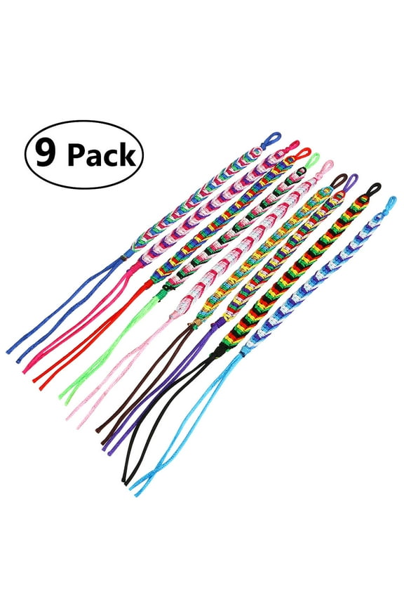 9pcs Adjustable Kitten String Braided Bracelet Rayon Assorted Color for Birthday Events