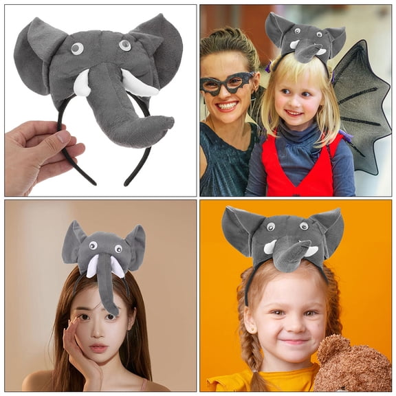 WEUVEB Adult Animal Headbands Plush Grey 1Pcs Costume Accessory For Themed Parties