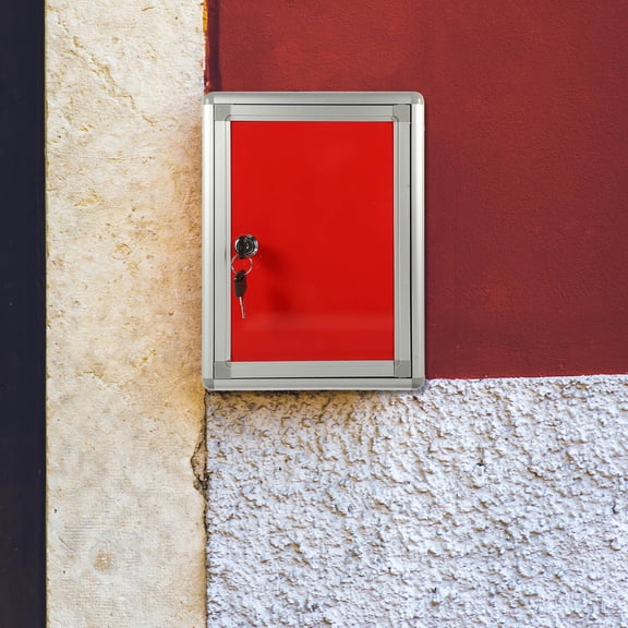 WEUVEB Aluminum Alloy Wall Mounted Suggestion Box in Red with Lock for Office and Home
