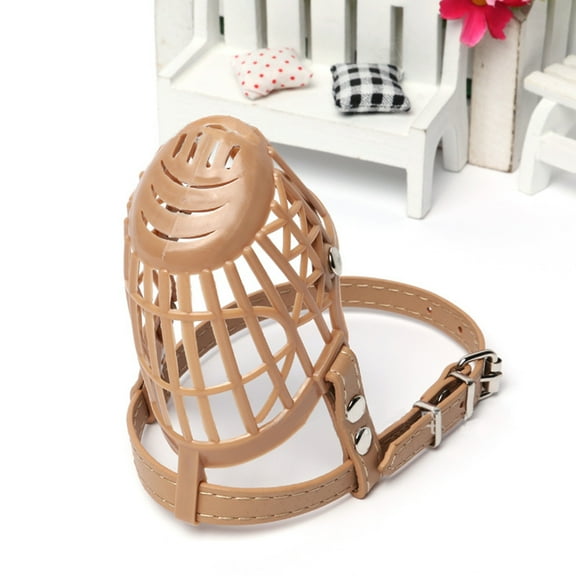WEUVEB Anti Biting Dog Muzzle Light Brown Plastic Basket Protects Dogs from Eating Leftovers
