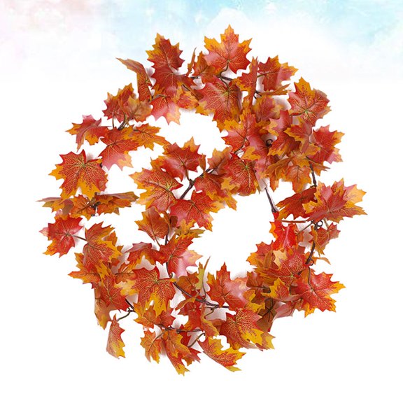 WEUVEB Artificial Red Maple Leaf Vine Garland for Thanksgiving Decor, Cloth Brown