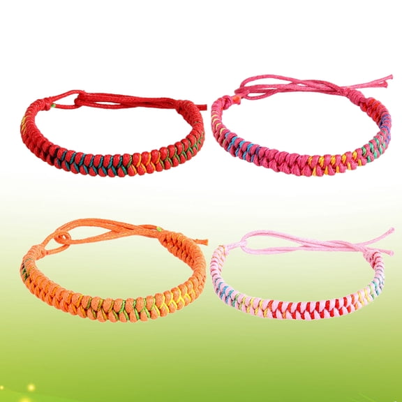 WEUVEB Women's Handmade Red Rope Bracelets Set of 4 Stylish Boho Fashion Accessories