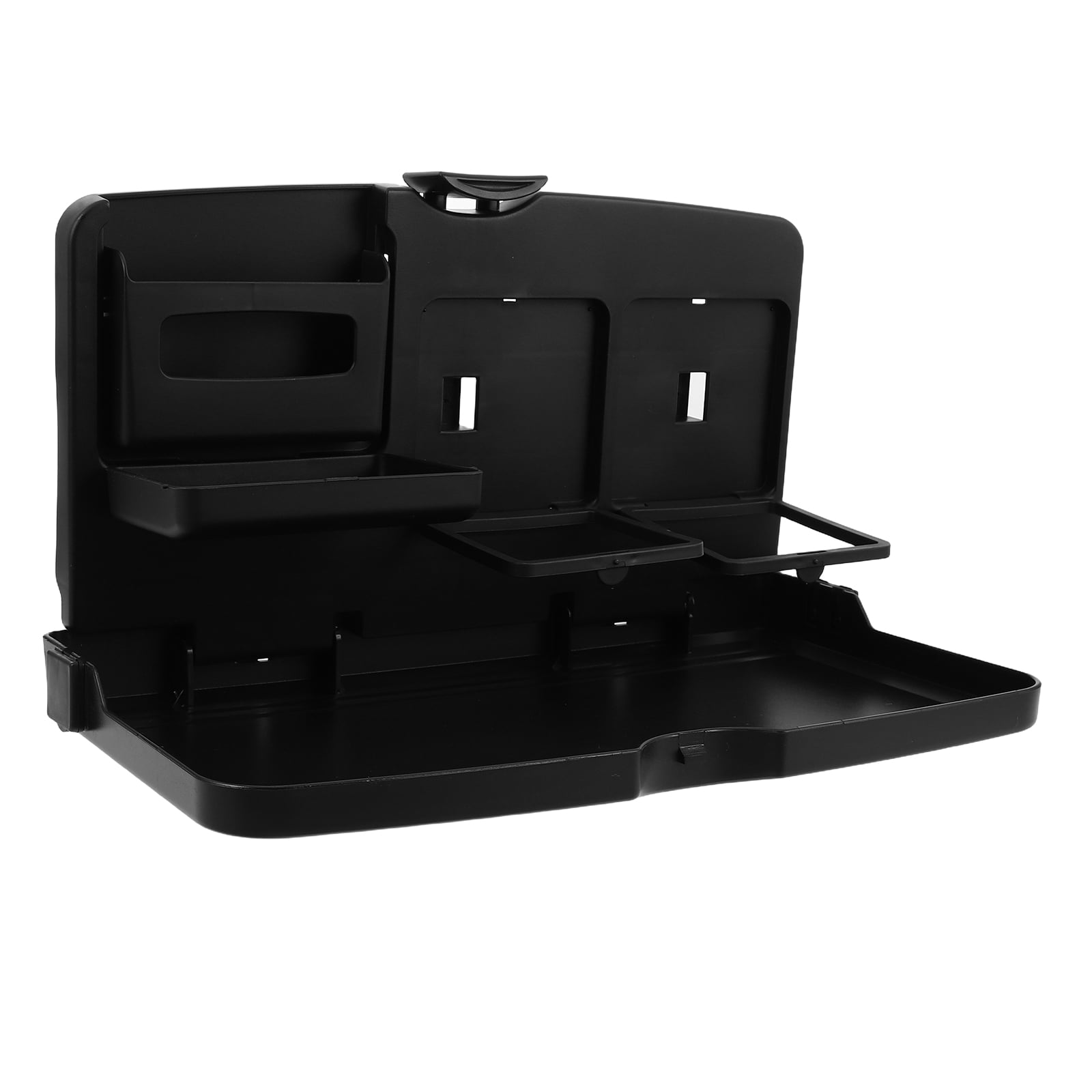 WEUVEB Foldable Black Car Backseat Organizer Tray Table for Eating, Working, and Storage