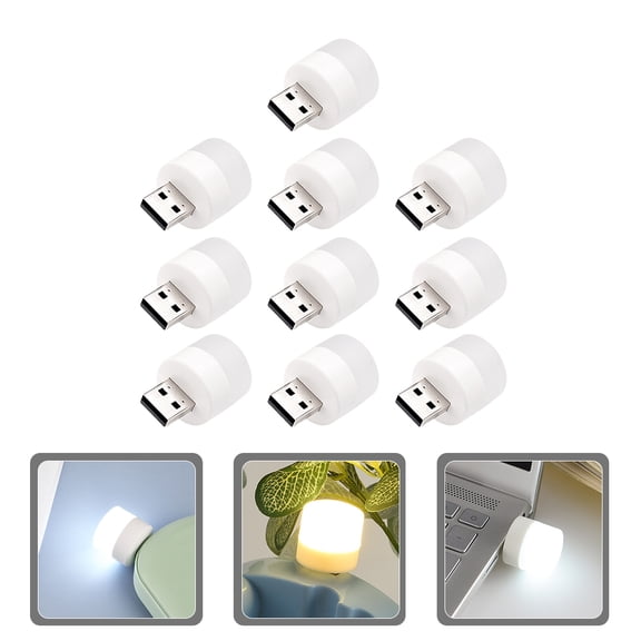 WEUVEB Car Interior USB Lamp White PVC, Low Power, Warm Ambiance, 10Pcs