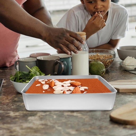 WEUVEB Rectangular Cake Tray Stainless Steel 1Pack 11.2X8.8X2.4In