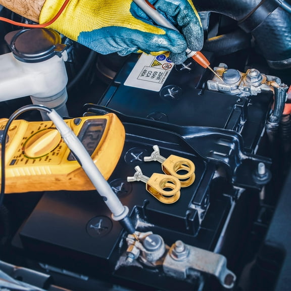 WEUVEB Battery Terminal Connectors 1 Pair Golden Copper For Quick Disconnect In Vehicles 5.30X3.00X1.70Cm