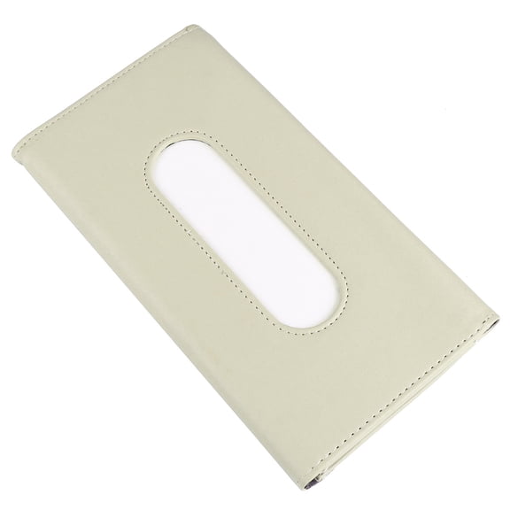 WEUVEB Beige Hanging Tissue Box for Car with Elastic Strap Fits Visor Console Or Door