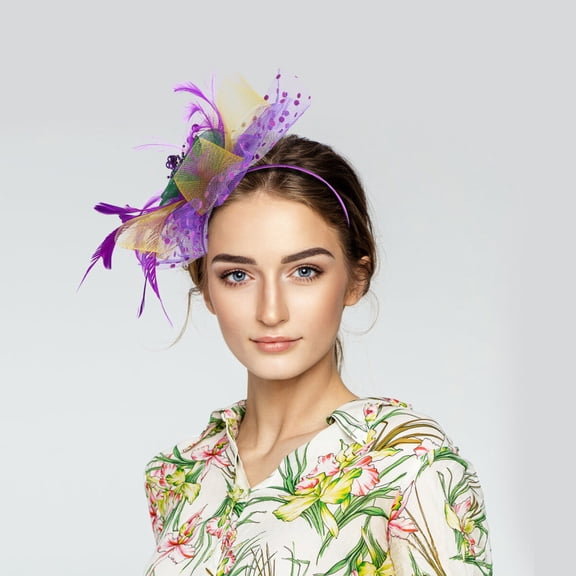 WEUVEB Birdcage Veil Fascinator Wedding Hair Piece Purple 1Set