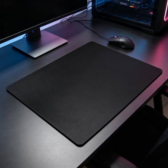 WEUVEB Black Glass Mouse Pad with High Hardness Tempered Glass for Home Office and Gaming