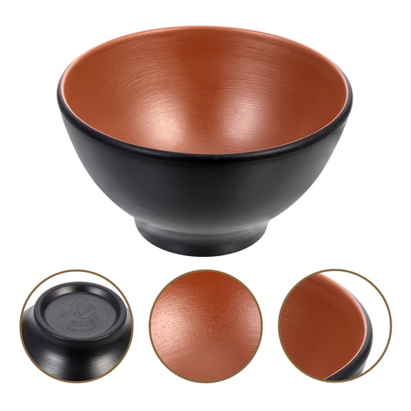 WEUVEB Black Japanese Style Round Serving Bowl for Restaurant and Home Use with Chic Retro Design