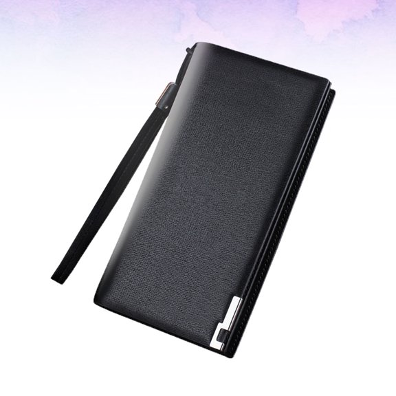 WEUVEB Large Capacity Men Use Wallet Black Long Zipper Purse Multifunctional Storage Wallet