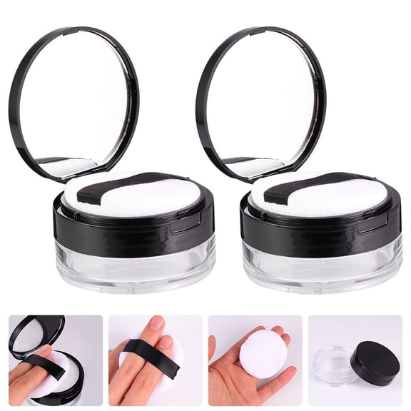 WEUVEB Small Loose Powder Case Plastic Travel Friendly for Women Outdoor Travel 2 Sets