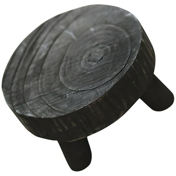 WEUVEB Black Wood Plant Stool with Three Leg Design Perfect for Display and Storage