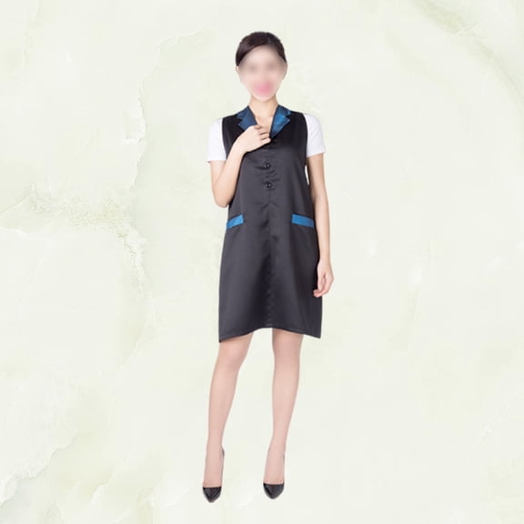 WEUVEB Hairdressing Uniform Blue Waterproof Apron with Storage Pockets for Barbers