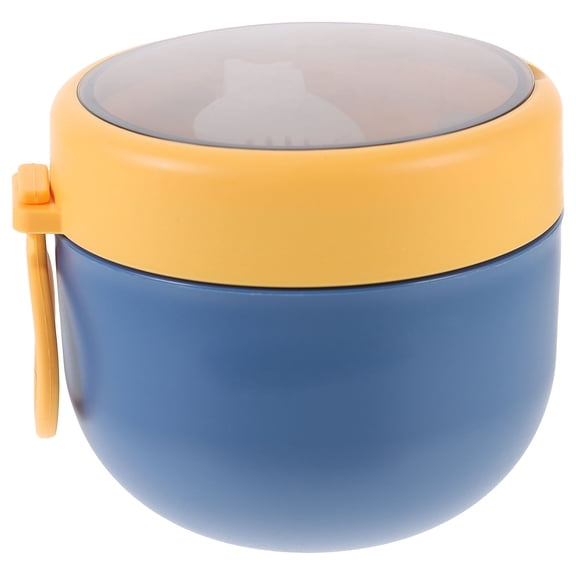 WEUVEB Blue Breakfast Container Portable Sealing Oatmeal Holder with Spoon