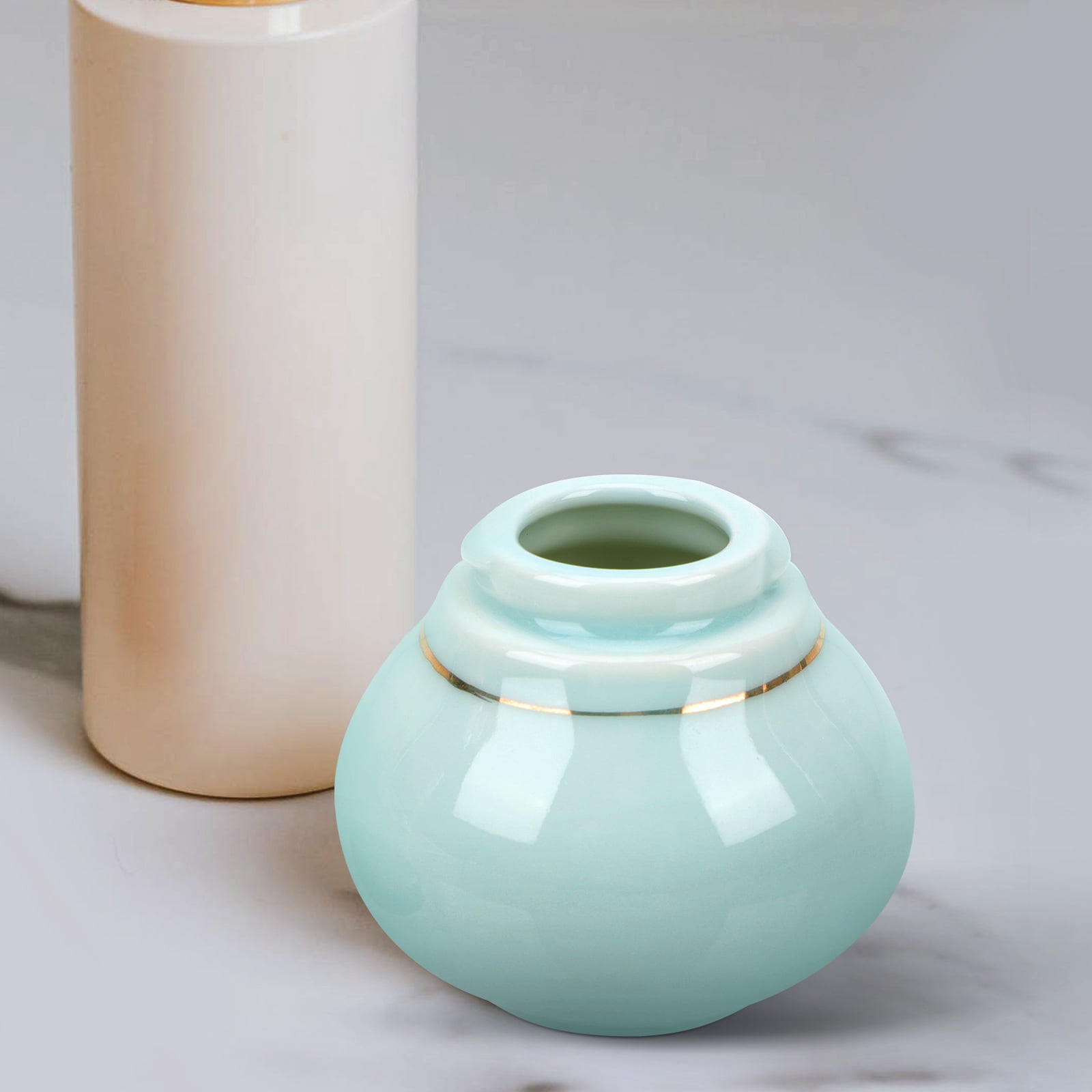 WEUVEB Blue Ceramic Powder Jar Compact Lightweight Refillable for ...