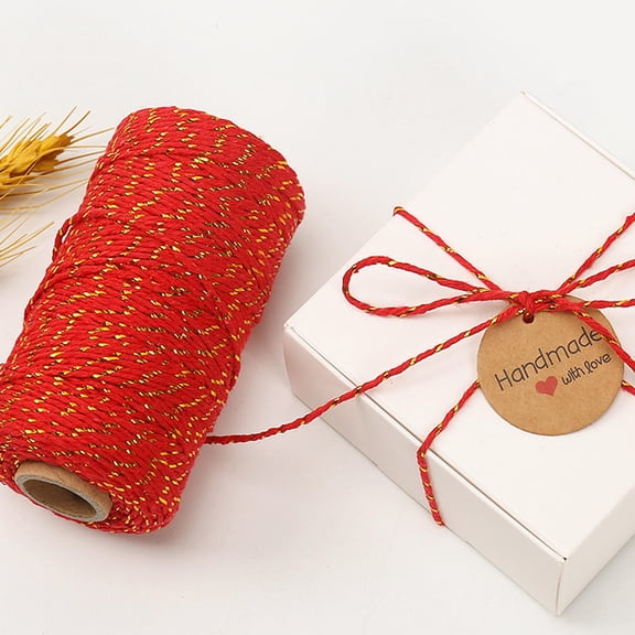 WEUVEB Bright Red Metallic Ribbon for Wrapping and Tag Line with Durable Material