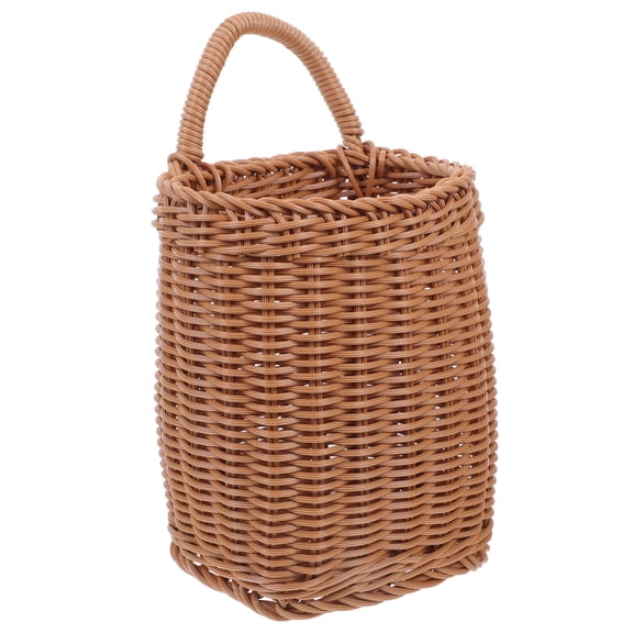 WEUVEB Robust Brown Imitation Rattan Wall Basket for Organized Storage