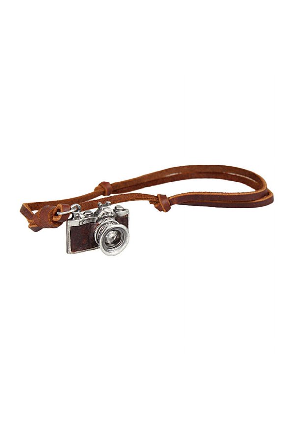 Vintage Camera Pendant Necklace Adjustable Alloy Chain Stylish Coffee Color Accessory for Women and Men