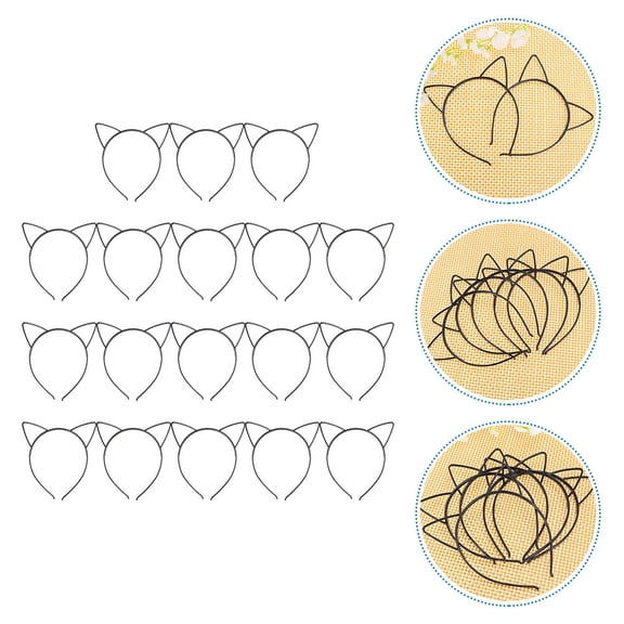 WEUVEB Cat Ear Headbands Black Plastic Lovely Cosplay Costume Props
