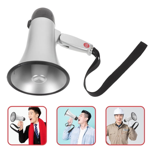 WEUVEB Cheer Megaphone with Handle Loud Volume Silver ABS for Party 1Pack