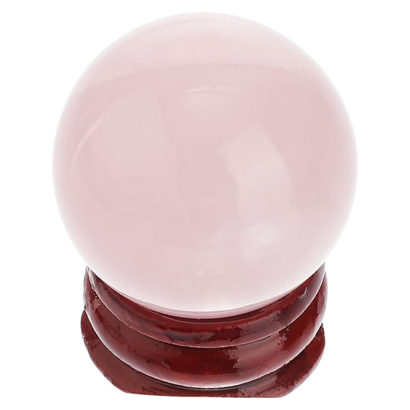 WEUVEB Chic Wooden Base Crystal Ball Ornament 1Pack Pink Decorative Spheres for Home Decoration 3CM