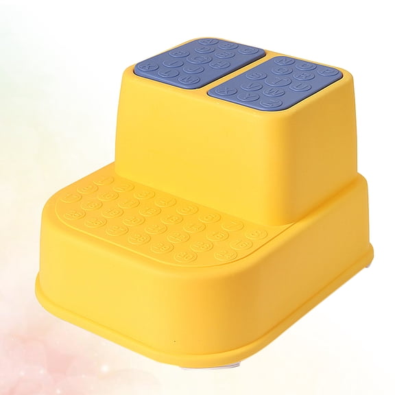 WEUVEB Yellow Double Layer Non- Footstool Step Stool PP Material for Home Use and Kids Safety