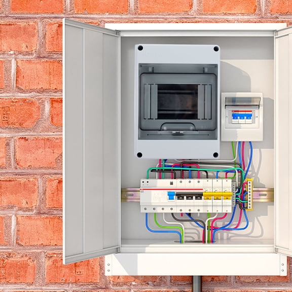 WEUVEB Stable Grey Electrical Distribution Box with Window for Easy Circuit Checking