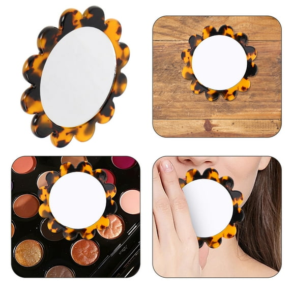 WEUVEB Classic Portable Makeup Mirror Deep Tortoiseshell Handheld Mirror for Young Women 1Pack