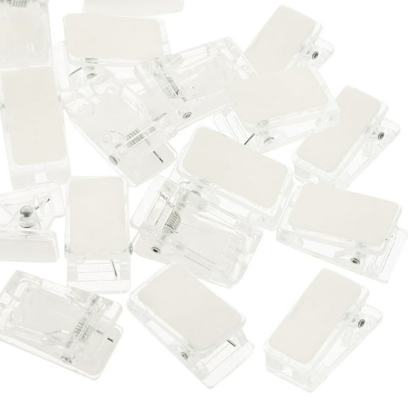 WEUVEB 30Pcs Small Transparent Badge Clips with Self Adhesive for Wall Use