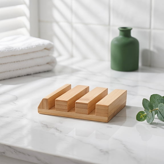WEUVEB Compact Bamboo Cutting Board Stand and Countertop Organizer Rack for Efficient Kitchen Storage