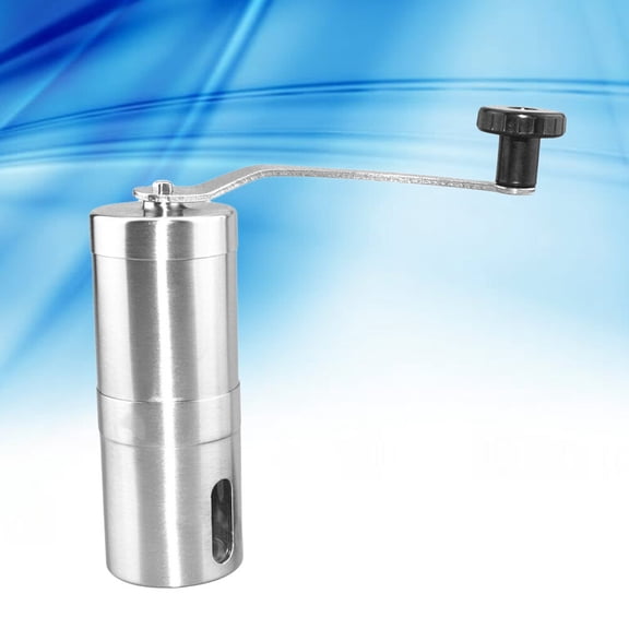 WEUVEB Portable Hand Crank Coffee Mill Plated Silver Stainless Steel for Easy Grinding