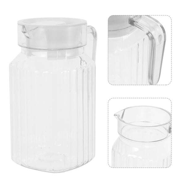 WEUVEB Cooling Glass Carafe With Lid Transparent PC Jugs For Home Use 1Pack