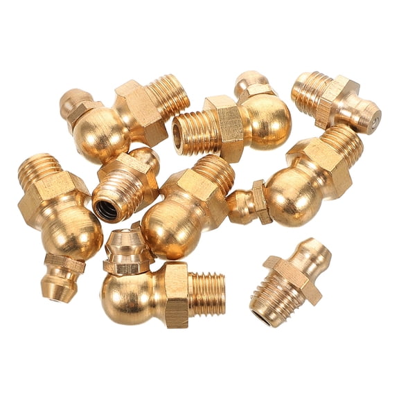 WEUVEB Copper Grease Fittings 9Pcs Golden Threaded for Trailers and Excavators