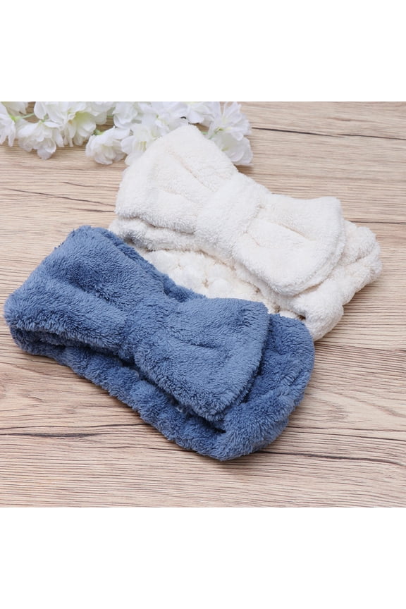 Coral Fleece Hair Band for Women's Kids Assorted Color Bow Knot Headband Elastic Hair Wrap for Decor Use 2pcs 11.8x3.94in