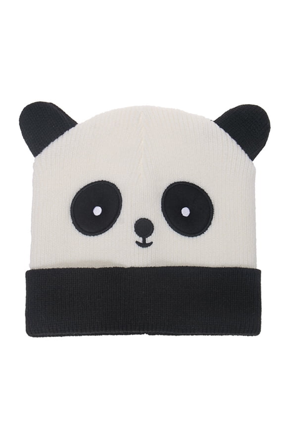Cozy Large Knitted Wool Beanie Warm Hat for Men Women Adult Panda Design