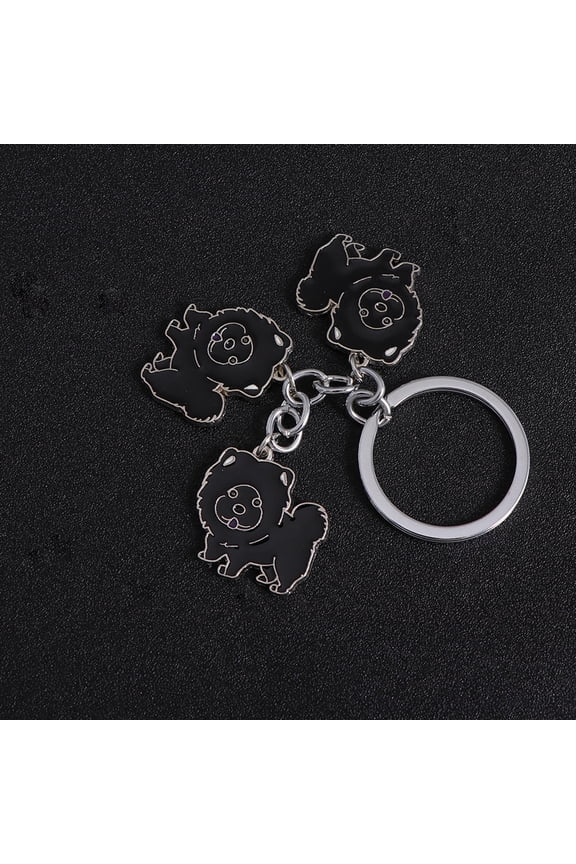 Pet Dog Keychain Creative Metal Black Handmade for Hanging Keys