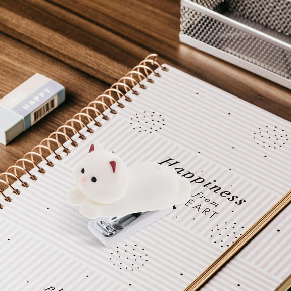 WEUVEB Cute Dog Design Silicone Stapler for Desk Office Portable White Soft PVC Material