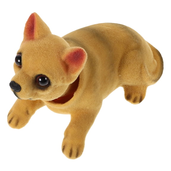 WEUVEB Funny Dog Head Figurine for Car Interior Decoration Light Brown 1Pcs