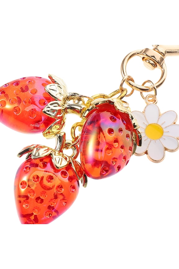 Cute Aesthetic Strawberry Keychain in Red for Bag Accessories