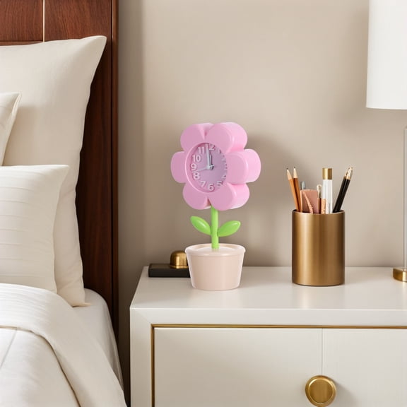 WEUVEB Kawaii Flower Alarm Clock for Room Decor, Movement, Perfect for Study Sessions, 1 Set