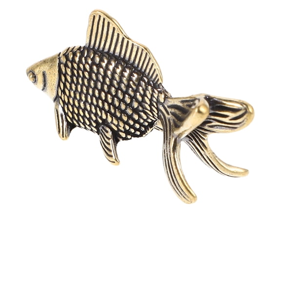 WEUVEB Desktop Lucky Ornament Golden Copper Koi Fish Statue Wealth 1Set For Tea Table Accessory