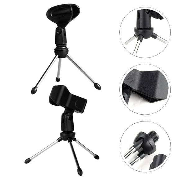 WEUVEB Condenser Microphone Stand Black 2-Pack Adjustable Mic Support for Studio Recording and Podcasting