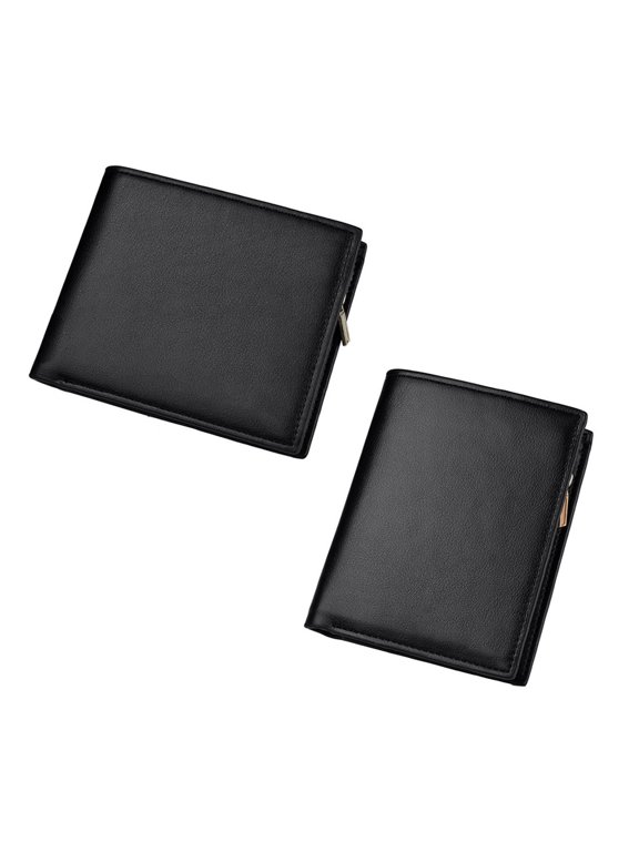 Men's Black PU Wallet, Billfold with Multiple Card Slots and Scratch-Resistant Finish
