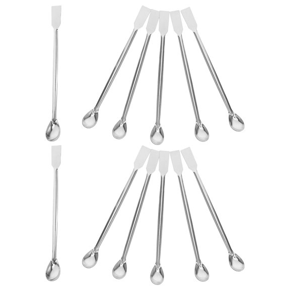 WEUVEB Durable Stainless Steel Laboratory Spatula for Mixing and Sampling Easy to Clean Lightweight Silver 12pcs