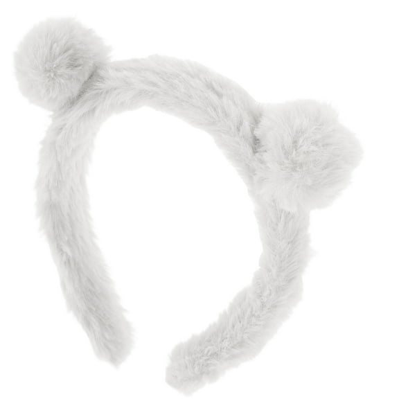 WEUVEB White Plush Animal Headband for Face Washing and Makeup, Adjustable and Cosplay Accessory for Women and Teens