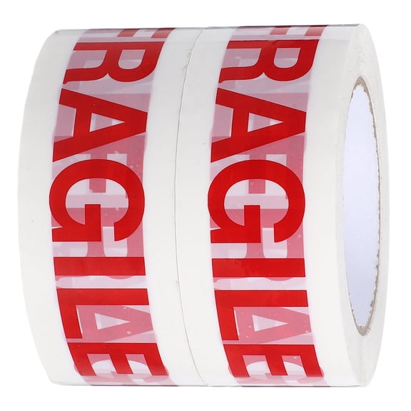WEUVEB 2 Rolls Fragile Stickers for Airport Luggage Red BOPP Film Shipping Supplies